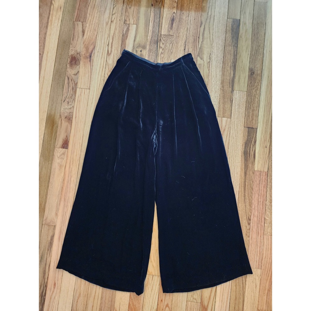 Ulla Johnson Black High Rise Silk Blend Velvet Wide Leg Pants Size 2